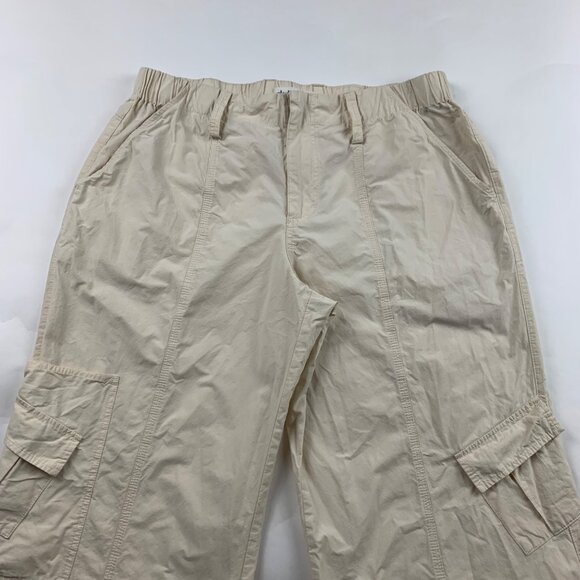 Elodie Cream Poplin Canvas Wide Leg Cargo Pant L - Picture 2 of 10